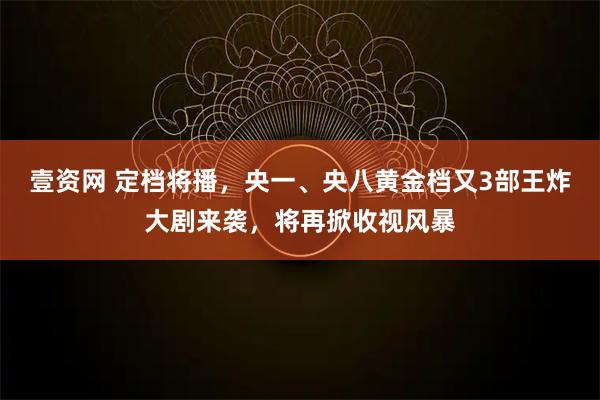 壹资网 定档将播，央一、央八黄金档又3部王炸大剧来袭，将再掀收视风暴